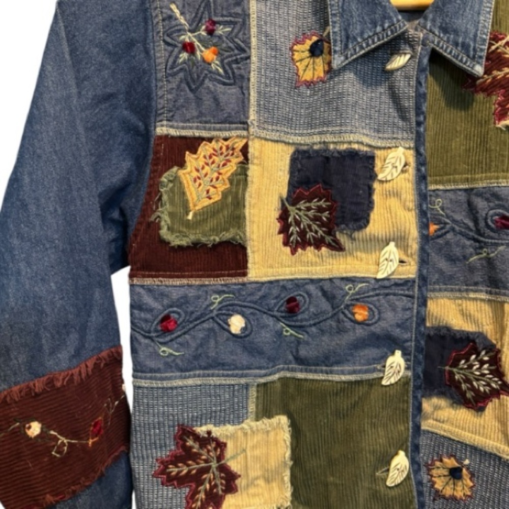 New Direction Denim Patchwork Button Down Shirt S… - image 7